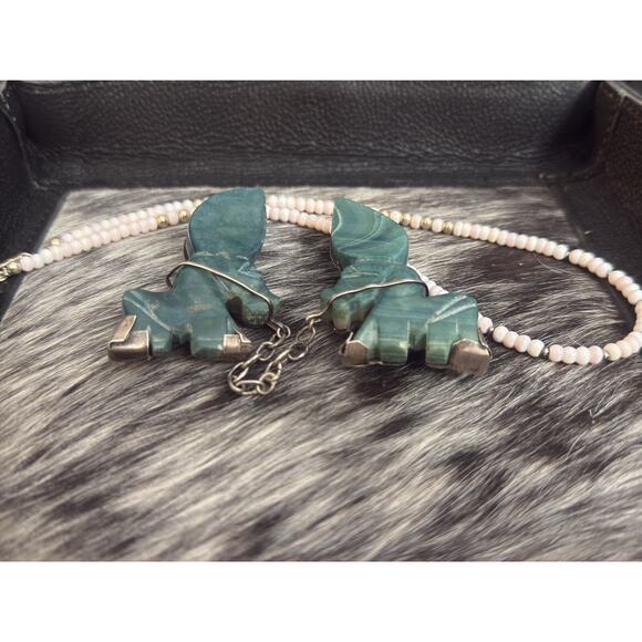 Vintage Sterling Silver Mexico Green Donkey Burro Brooch Double Duet Sweater Pin - Picture 4 of 12